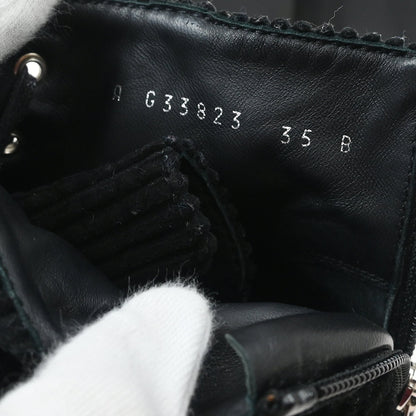 Chanel * Black Corduroy Lace Up Boots #35