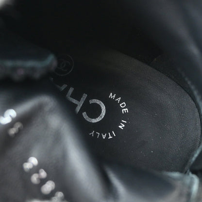 Chanel * Black Corduroy Lace Up Boots #35