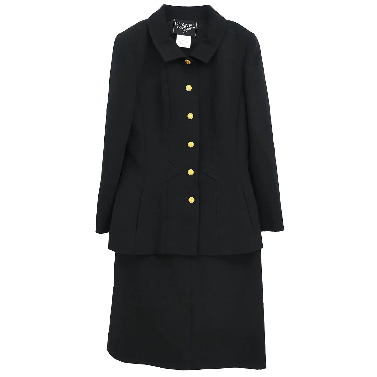 Chanel 1996 Setup Suit Jacket Skirt Black #40