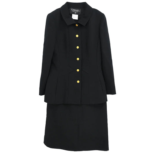 Chanel 1996 Setup Suit Jacket Skirt Black #40