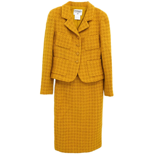 Chanel 1995 Setup Suit Jacket Skirt Brown #36