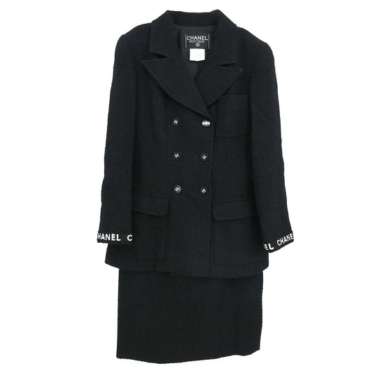 Chanel 1995 Setup Suit Jacket Skirt Black #38