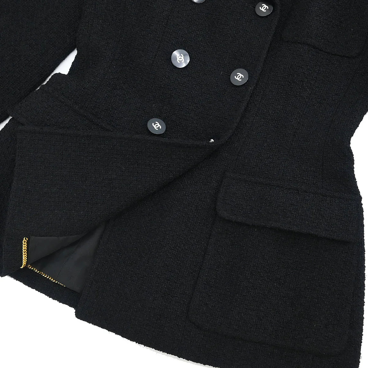Chanel 1995 Setup Suit Jacket Skirt Black #38