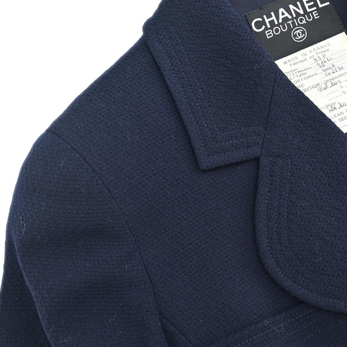 Chanel 1993 Setup Suit Jacket Skirt Navy #38