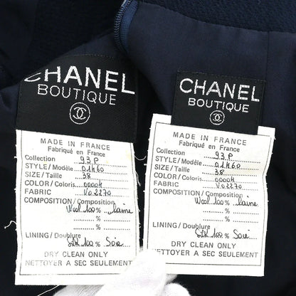 Chanel 1993 Setup Suit Jacket Skirt Navy #38
