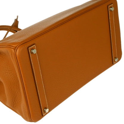 Hermes 2008 Gold Taurillon Clemence Birkin 40 Handbag