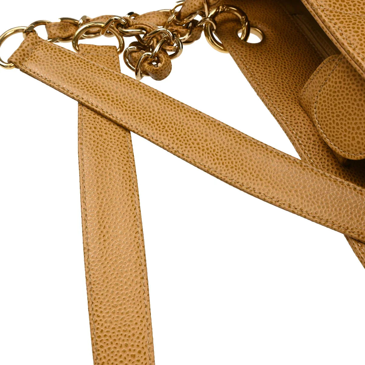 Chanel 2003-2004 Beige Caviar Petite Shopping Tote PST Chain Handbag