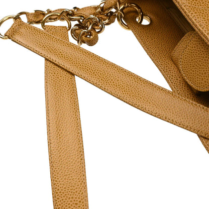 Chanel 2003-2004 Beige Caviar Petite Shopping Tote PST Chain Handbag