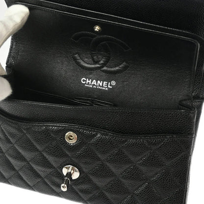 Chanel 2000-2001 Black Caviar Small Classic Double Flap Shoulder Bag