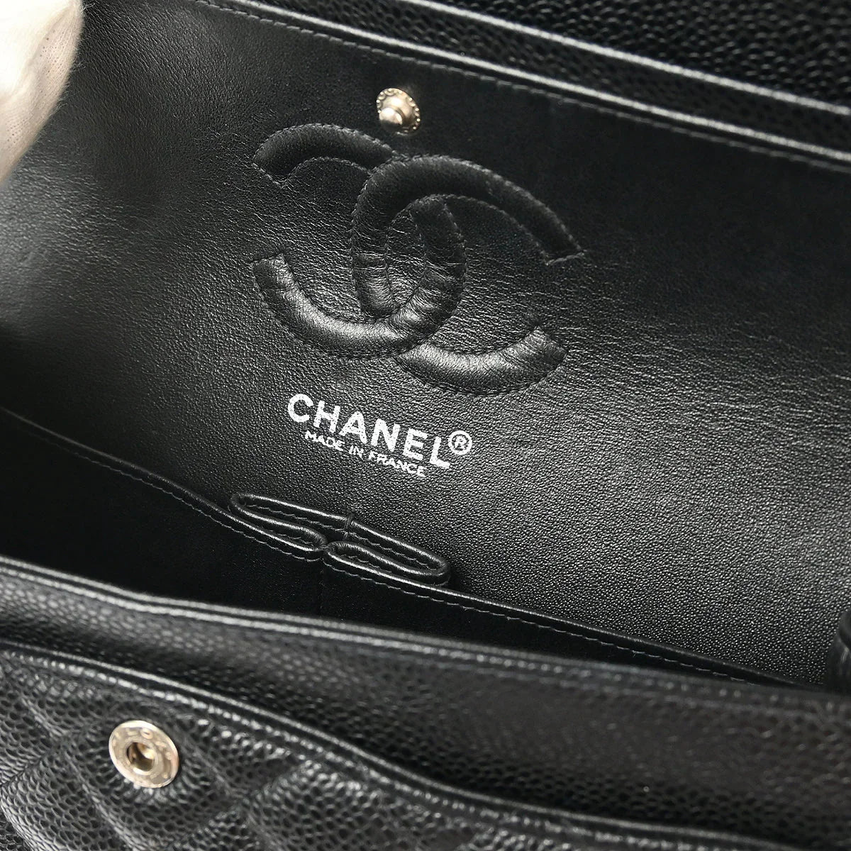 Chanel 2000-2001 Black Caviar Small Classic Double Flap Shoulder Bag
