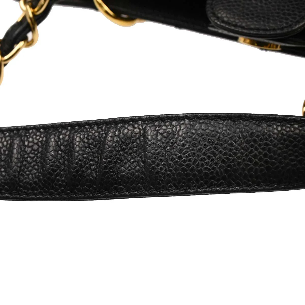 Chanel 2009-2010 Black Caviar Petite Shopping Tote PST Chain Handbag
