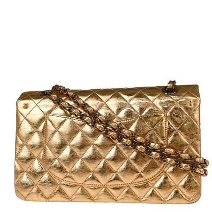 Chanel 2008-2009 Gold Lambskin Medium Classic Double Flap Shoulder Bag