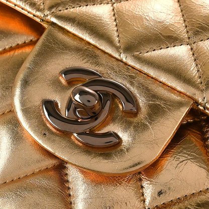 Chanel 2008-2009 Gold Lambskin Medium Classic Double Flap Shoulder Bag
