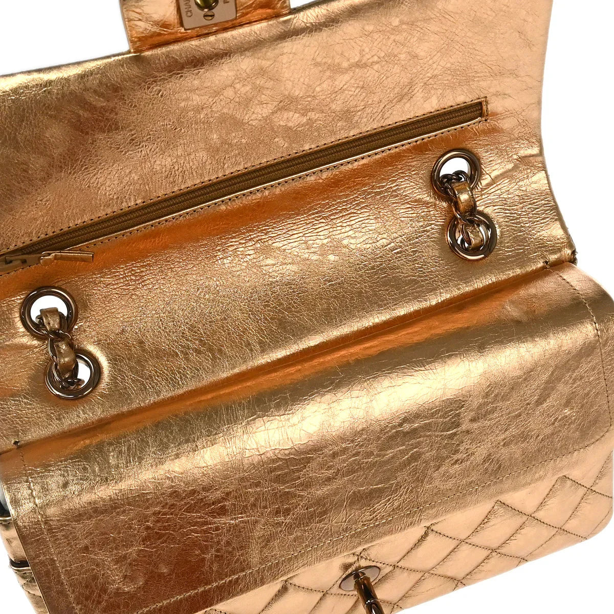 Chanel 2008-2009 Gold Lambskin Medium Classic Double Flap Shoulder Bag