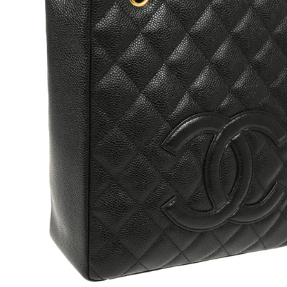 Chanel 2003-2004 Black Caviar Petite Shopping Tote PST Chain Handbag