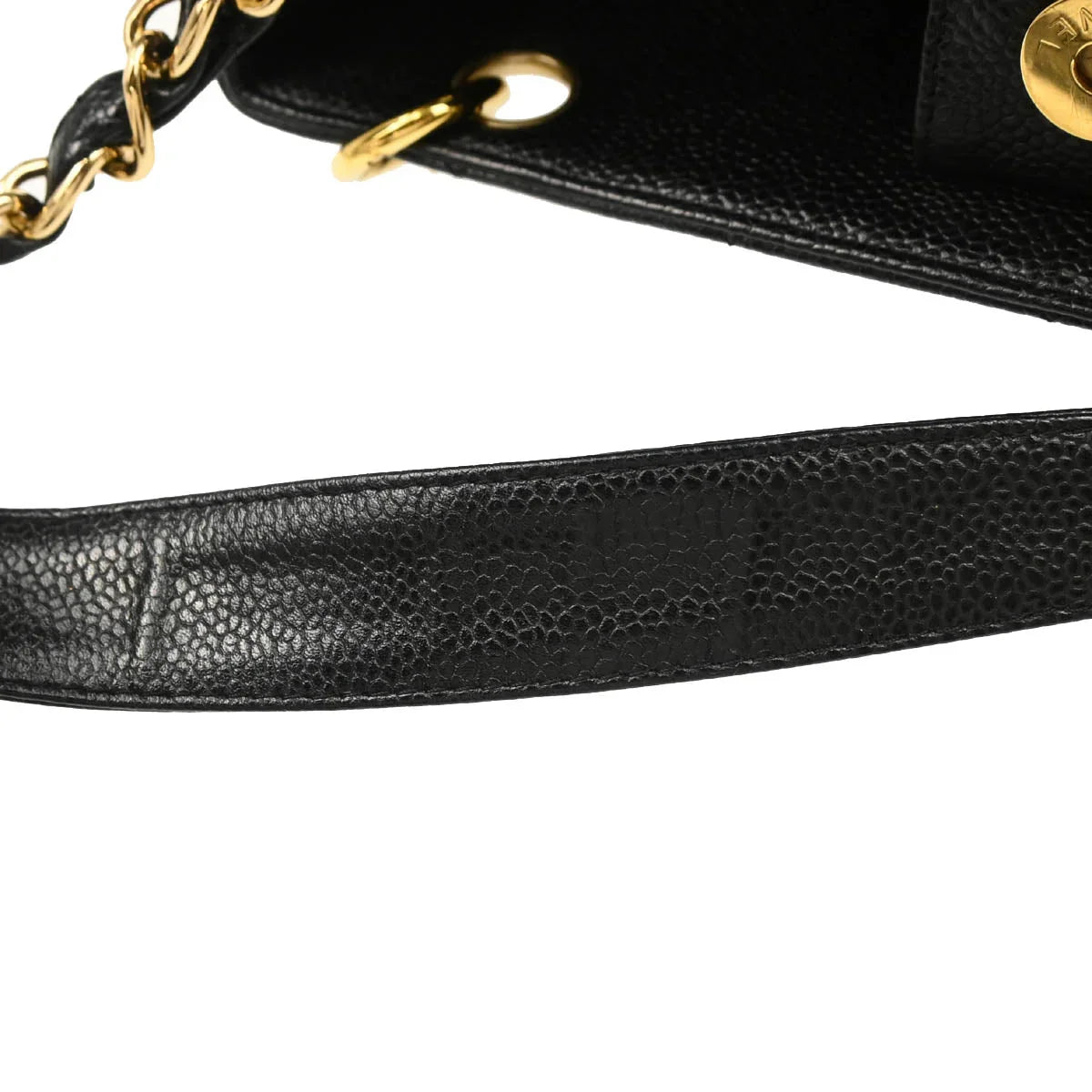Chanel 2003-2004 Black Caviar Petite Shopping Tote PST Chain Handbag