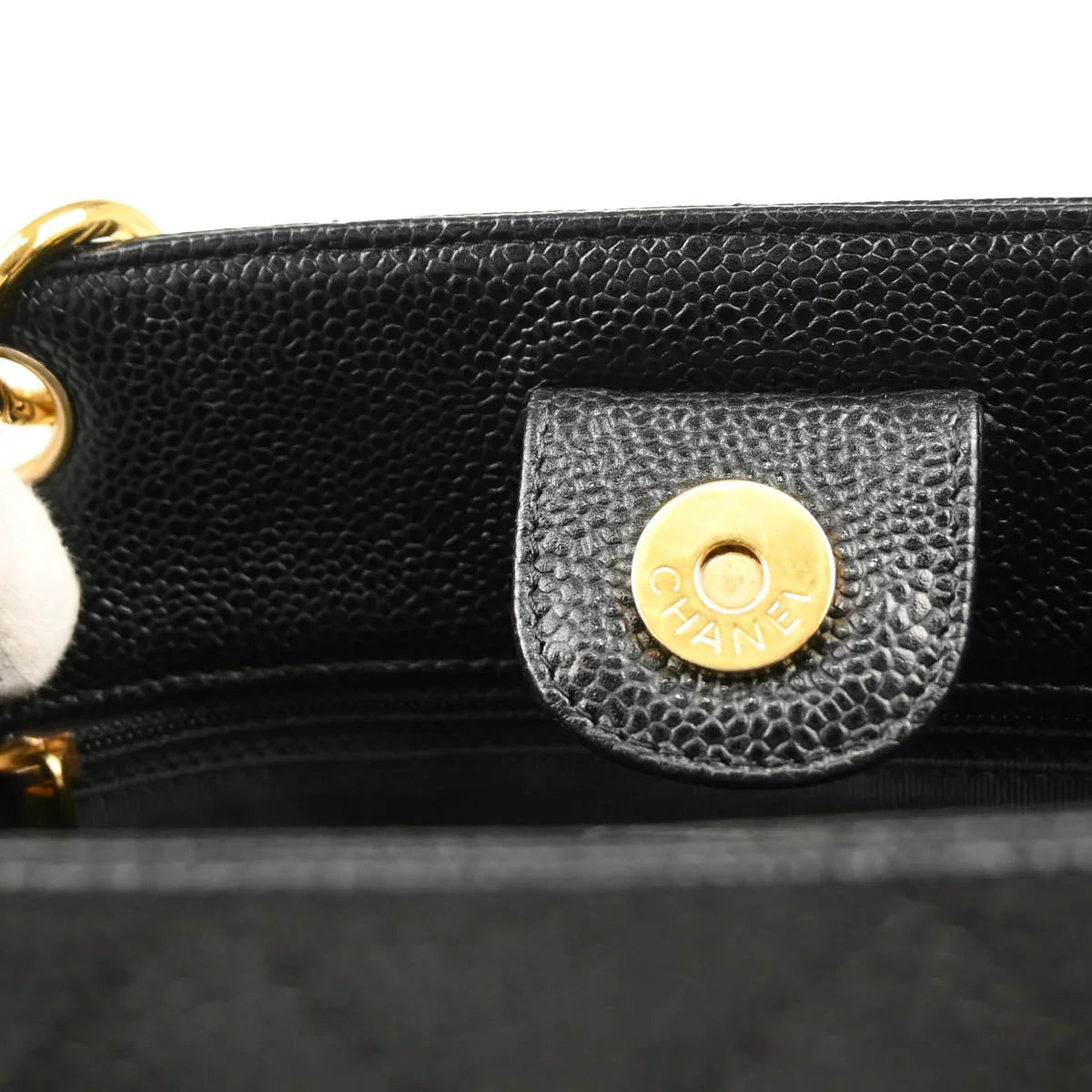 Chanel 2003-2004 Black Caviar Petite Shopping Tote PST Chain Handbag
