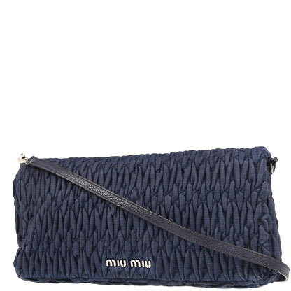 Miu Miu Navy Denim Matelasse Shoulder Bag