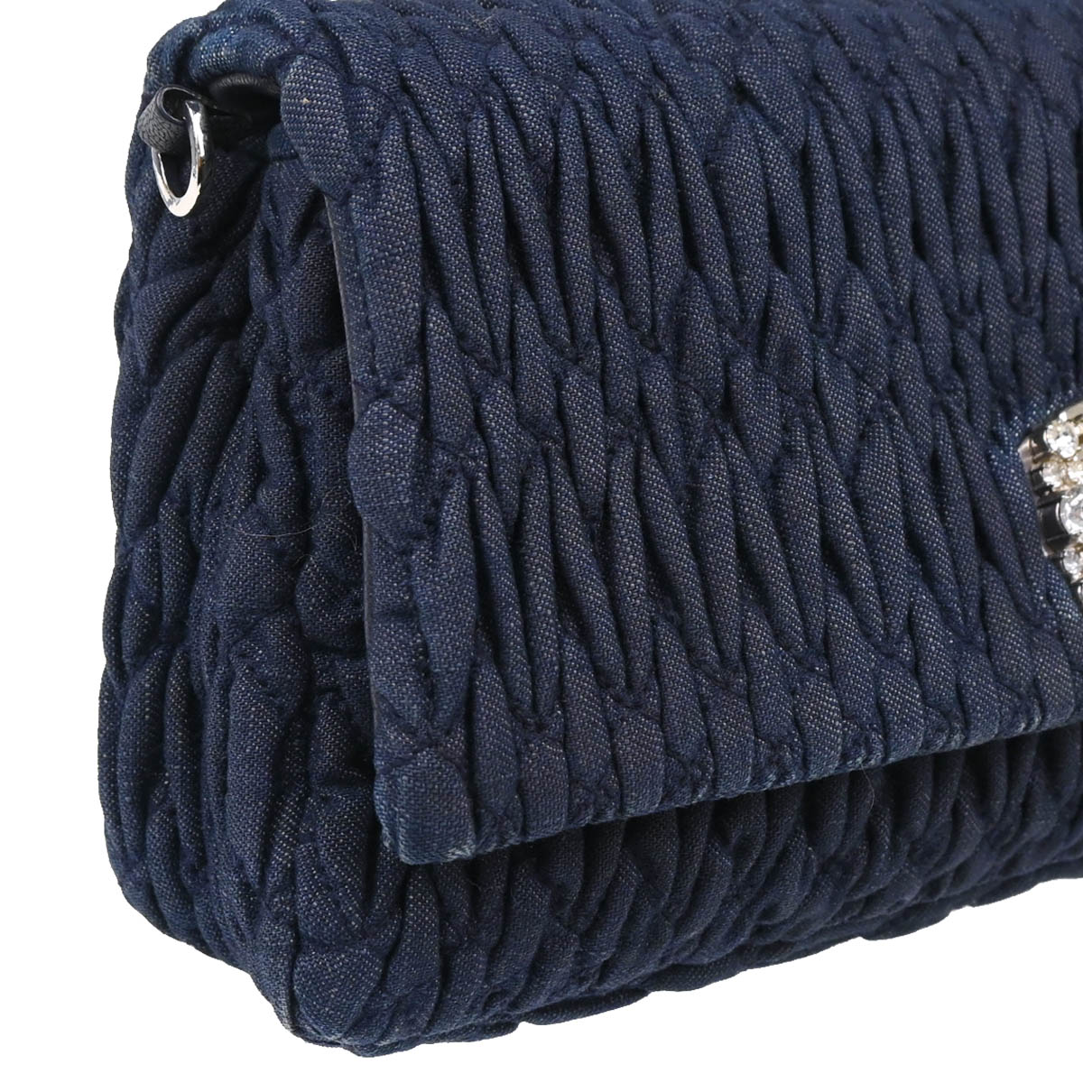 Miu Miu Navy Denim Matelasse Shoulder Bag