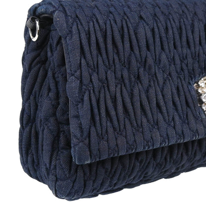 Miu Miu Navy Denim Matelasse Shoulder Bag