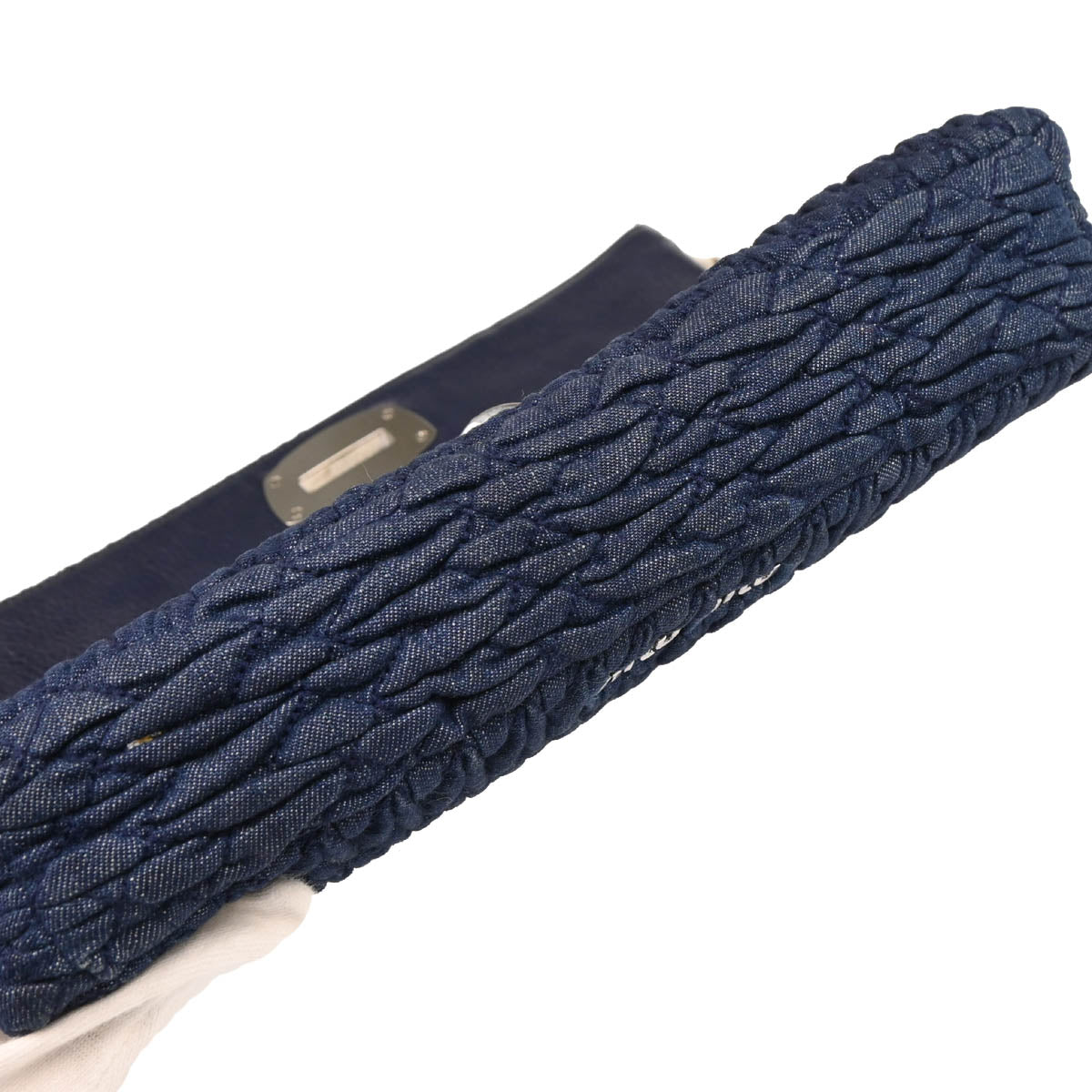 Miu Miu Navy Denim Matelasse Shoulder Bag