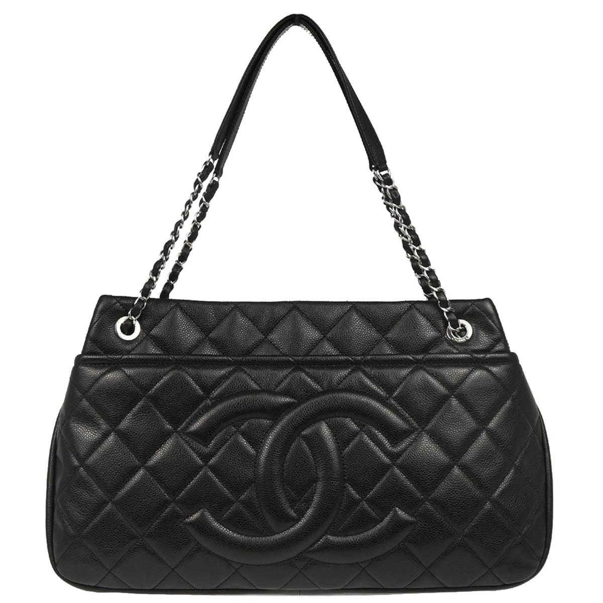 Chanel 2012-2013 Black Caviar Chain Tote Handbag