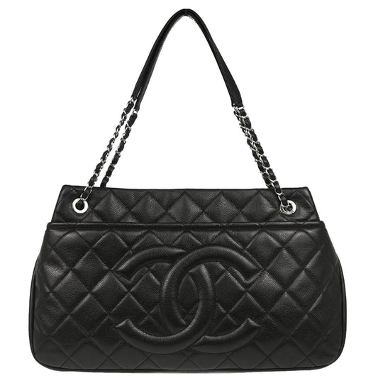 Chanel 2012-2013 Black Caviar Chain Tote Handbag