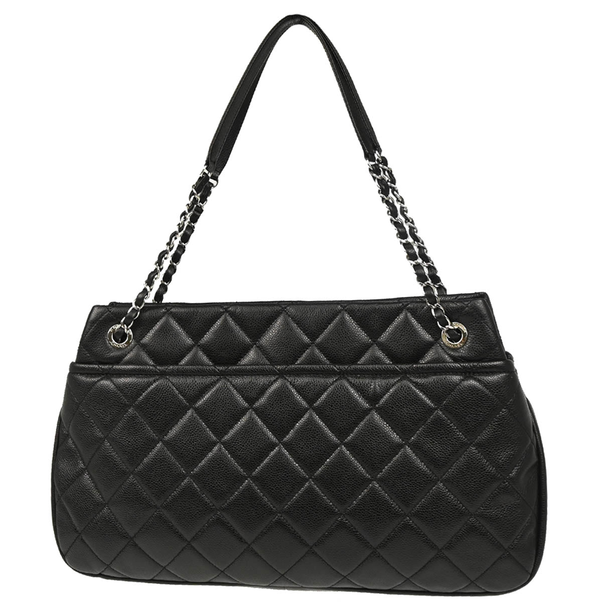 Chanel 2012-2013 Black Caviar Chain Tote Handbag