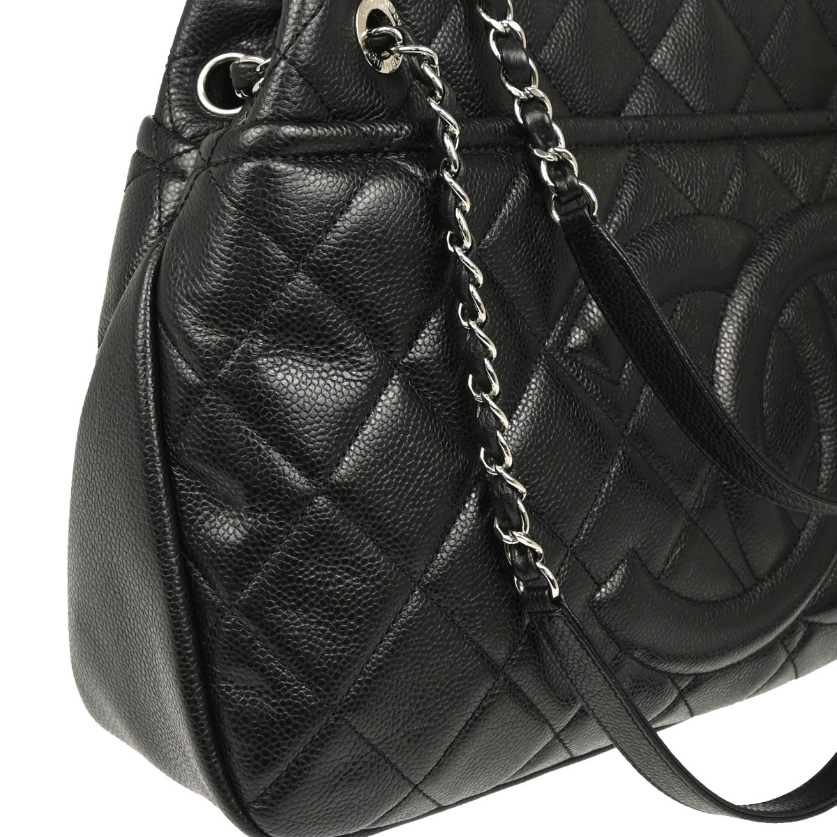 Chanel 2012-2013 Black Caviar Chain Tote Handbag