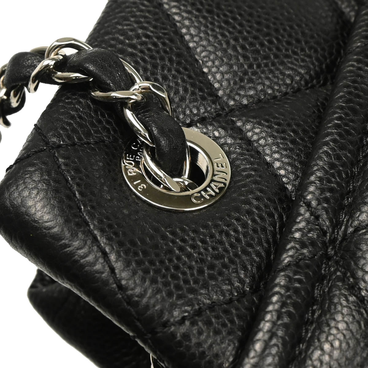 Chanel 2012-2013 Black Caviar Chain Tote Handbag