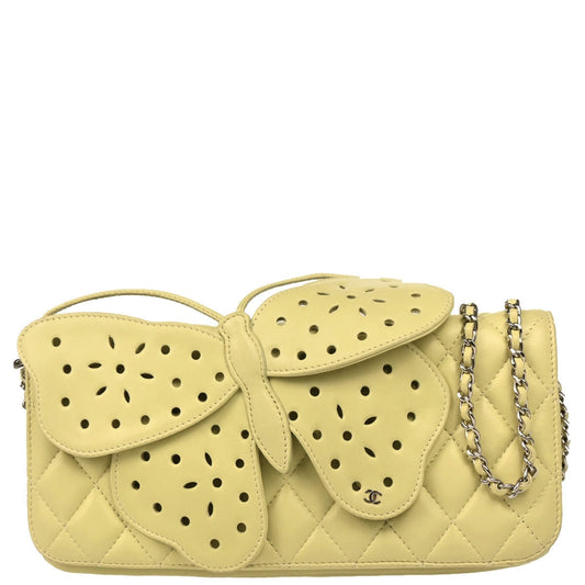 Chanel 2010-2011 Lime Green Lambskin Butterfly Shoulder Bag