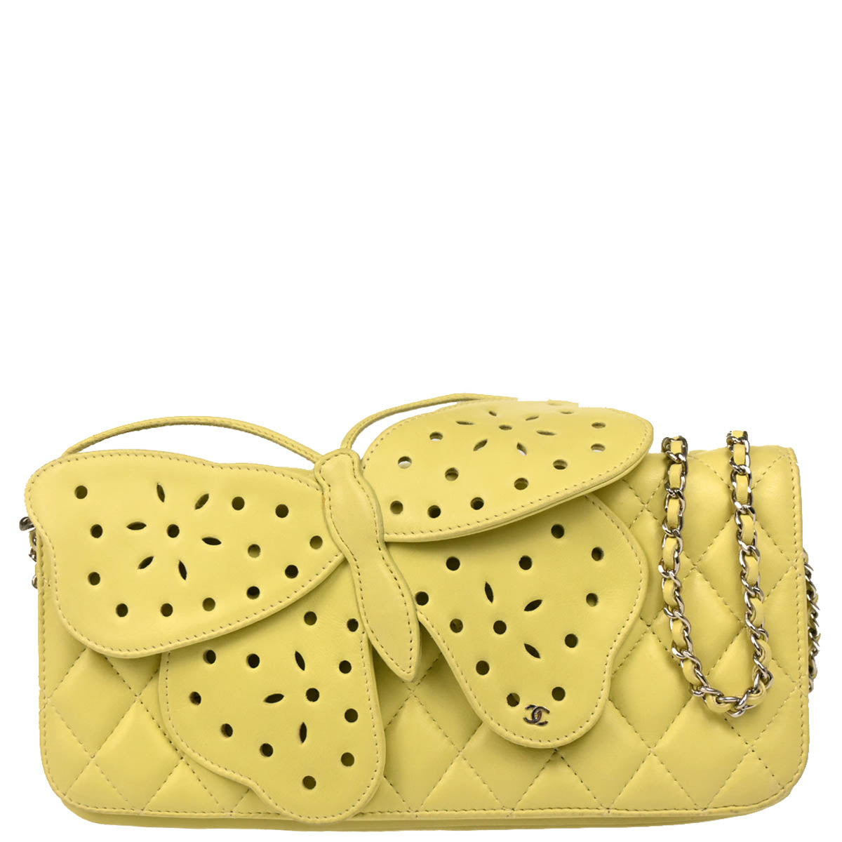 Chanel 2010-2011 Lime Green Lambskin Butterfly Shoulder Bag