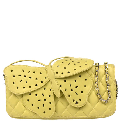 Chanel 2010-2011 Lime Green Lambskin Butterfly Shoulder Bag