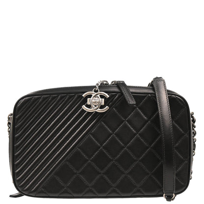 Chanel 2014-2015 Black Lambskin Medium Coco Boy Camera Bag