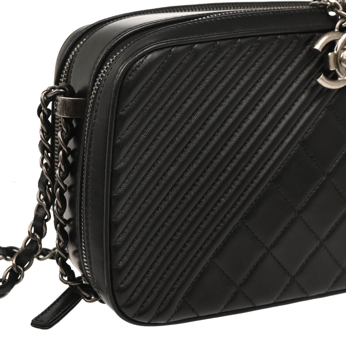 Chanel 2014-2015 Black Lambskin Medium Coco Boy Camera Bag