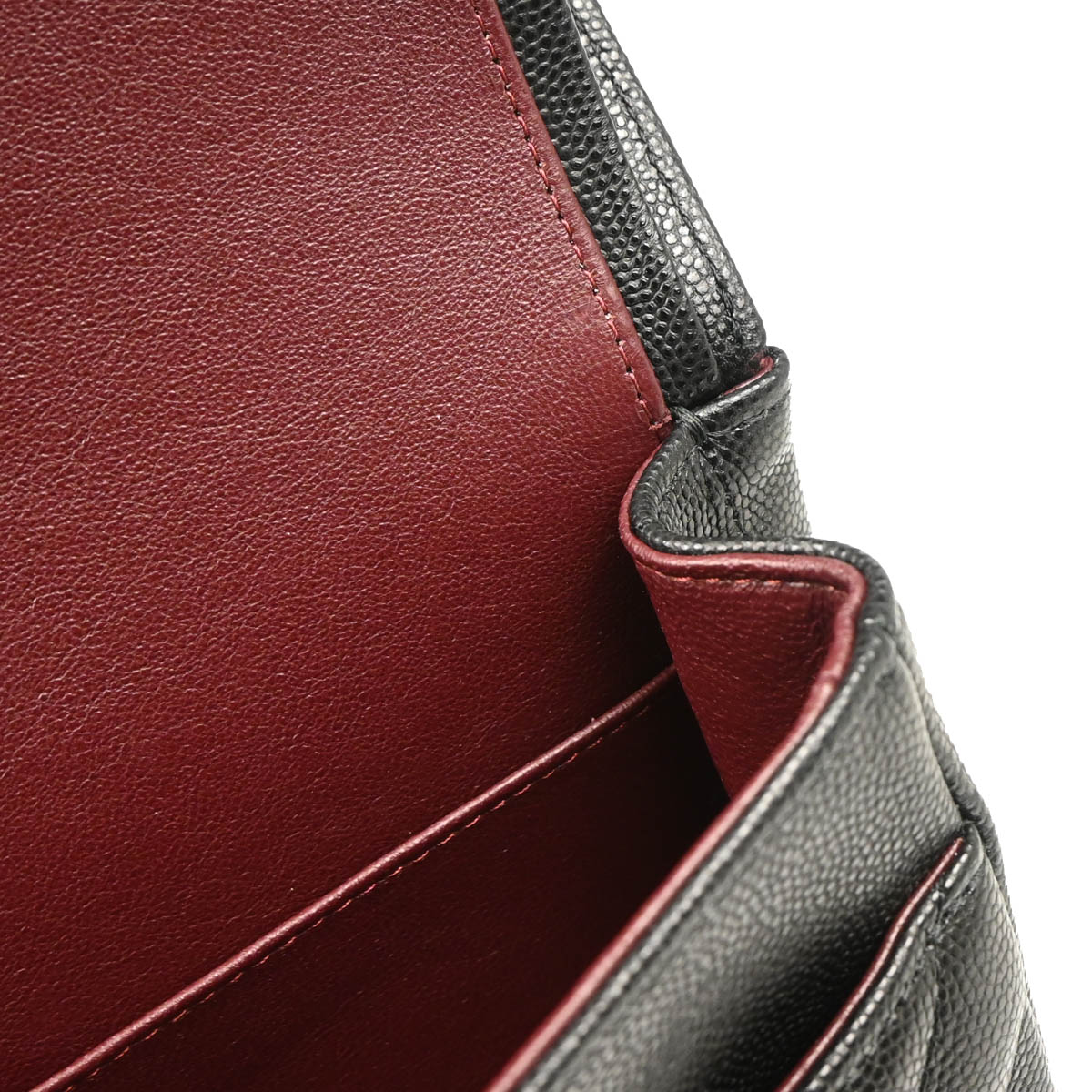 Chanel 2017-2018 Black Caviar Chevron Medium Classic Double Flap Shoulder Bag