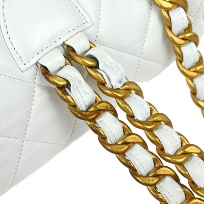 Chanel 1991-1994 White Lambskin Large Duma Backpack