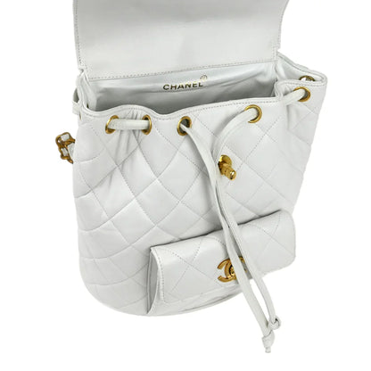 Chanel 1991-1994 White Lambskin Large Duma Backpack