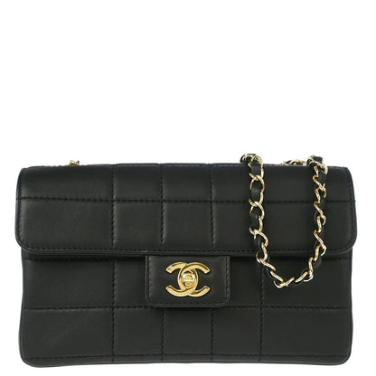 Chanel 2001-2003 Black Calfskin Choco Bar Shoulder Bag