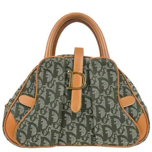 Christian Dior Green Double Saddle Trotter Handbag
