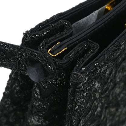 Chanel 1997-1999 Black Satin Lace Double Sided Turnlock Handbag