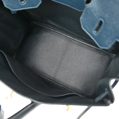 Hermes 1996 Blue Ocean Courchevel Haut a Courroies 32 Handbag