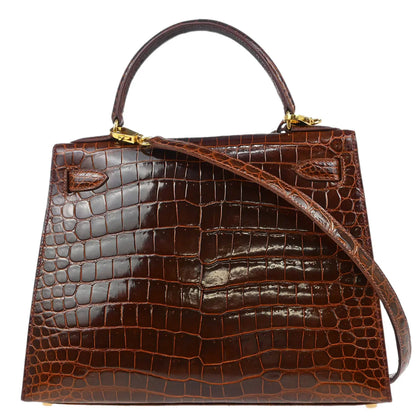 Hermes * 1999 Miel Porosus Crocodile Kelly 28 Sellier 2way Handbag