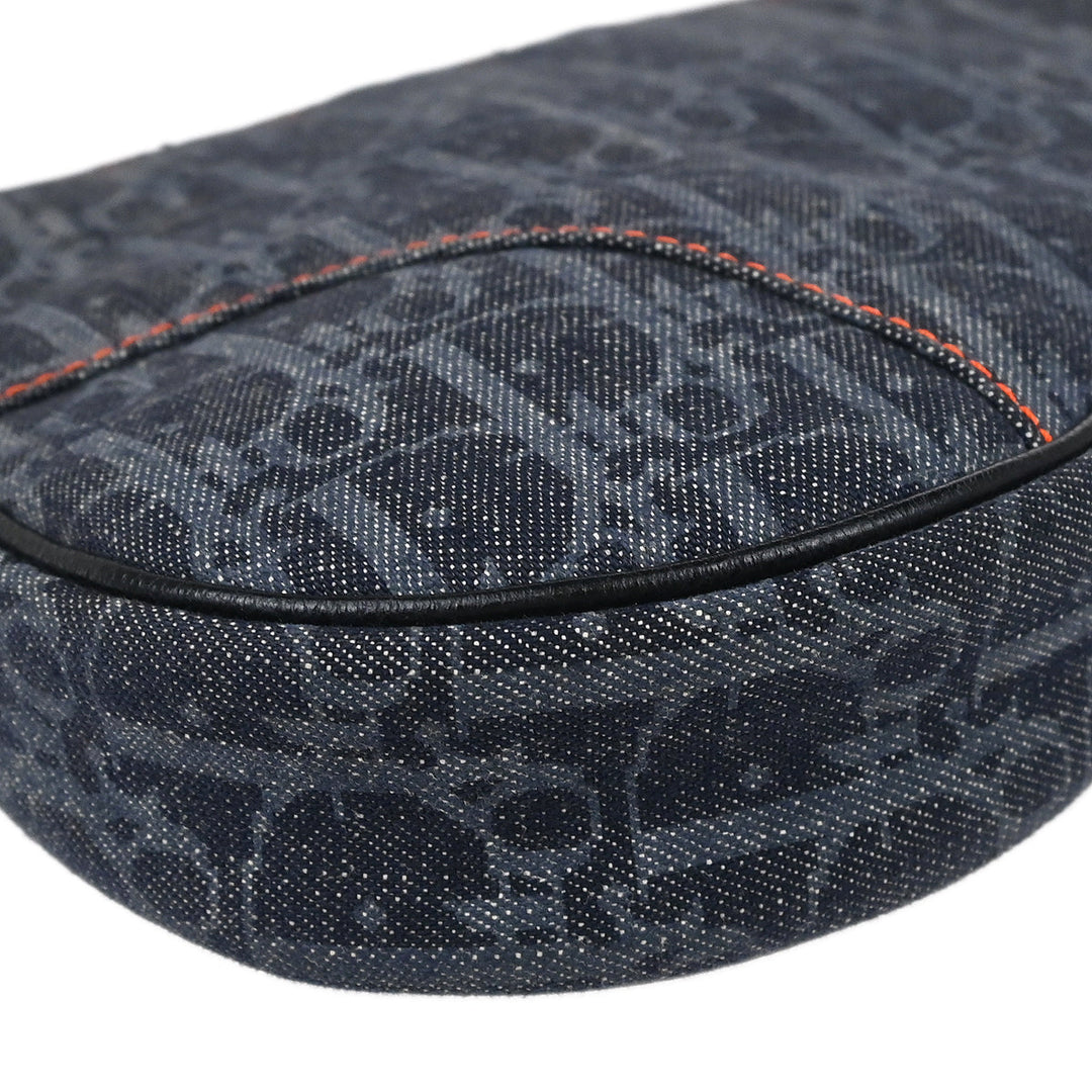 Christian Dior 2005 Navy Denim Trotter Saddle Handbag