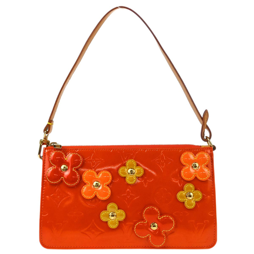 Louis Vuitton 2002 Orange Vernis Flower Lexington Handbag
