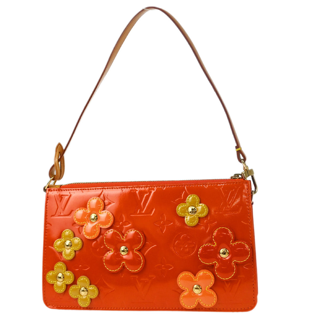 おすすめ Vuitton Louis 2002 Handbag Lexington Flower Vernis Orange バッグ