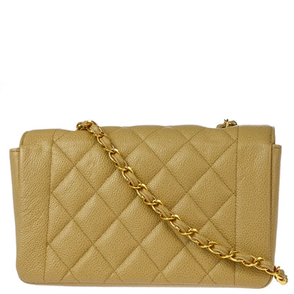 Chanel 1994-1996 Beige Caviar Small Diana Shoulder Bag