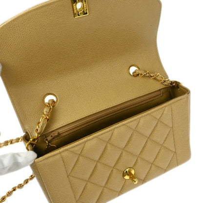 Chanel 1994-1996 Beige Caviar Small Diana Shoulder Bag