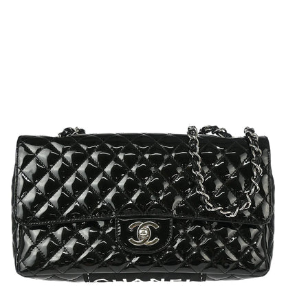 Chanel 2006-2008 Black Patent Leather Single Flap Shoulder Bag