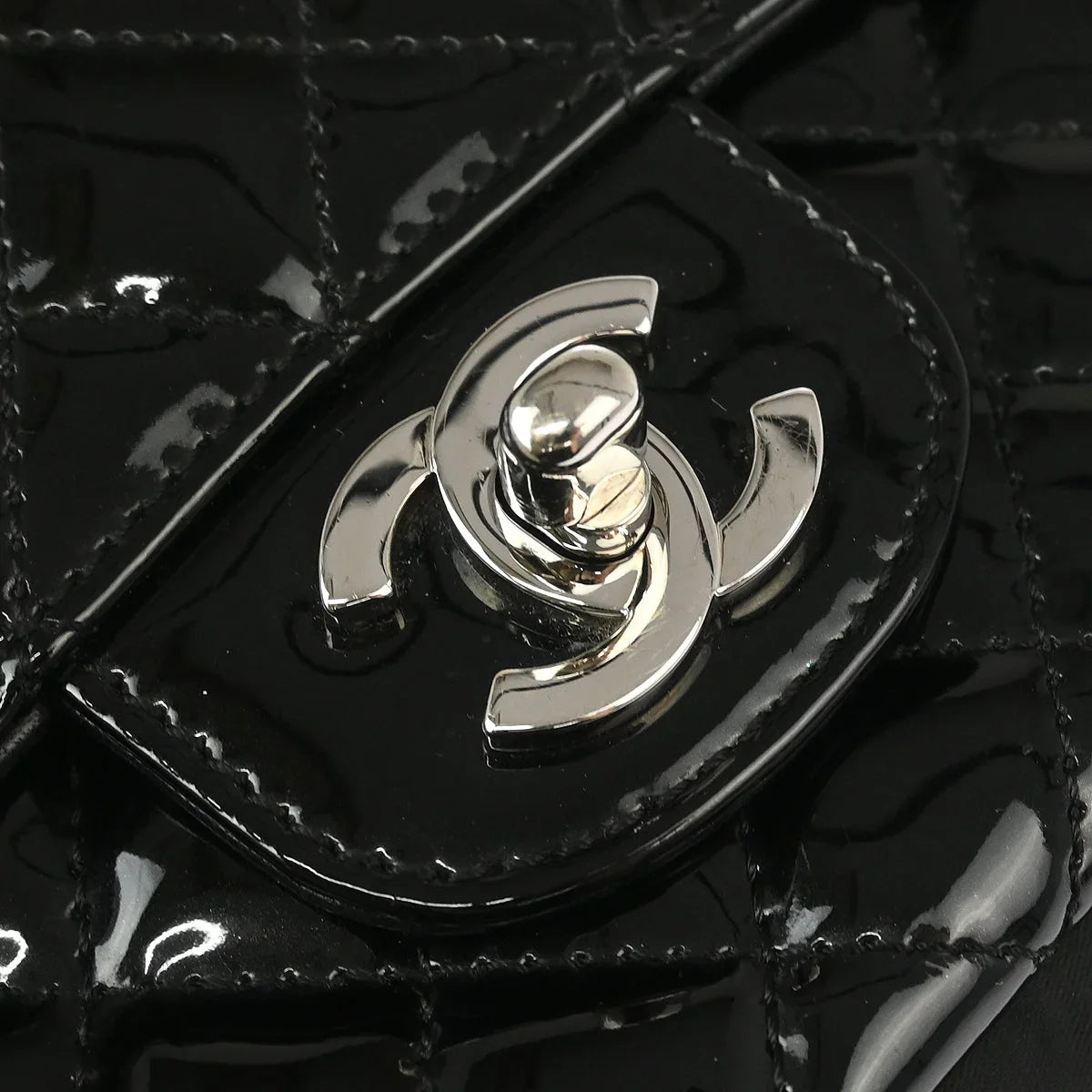 Chanel 2006-2008 Black Patent Leather Single Flap Shoulder Bag